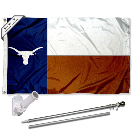 College Flags & Banners Co. Texas Longhorns TX State Flag with Pole and Bracket Complete Set