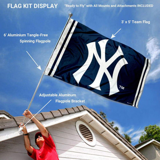 WinCraft New York Yankees NY Logo Flag Pole and Bracket Set