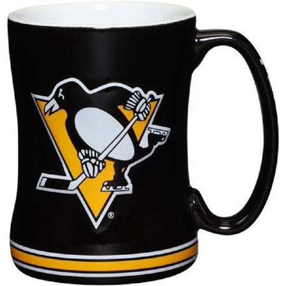 Pittsburgh Penguins Coffee Mug 14oz Sculpted Relief Team Color