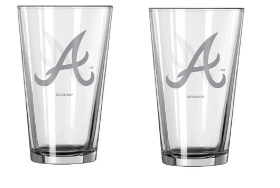 Atlanta Braves Glass Pint Frost Design 2 Piece Set