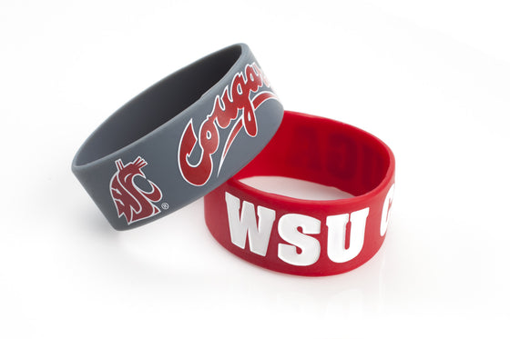 Washington State Cougars Bracelets - 2 Pack Wide - Special Order