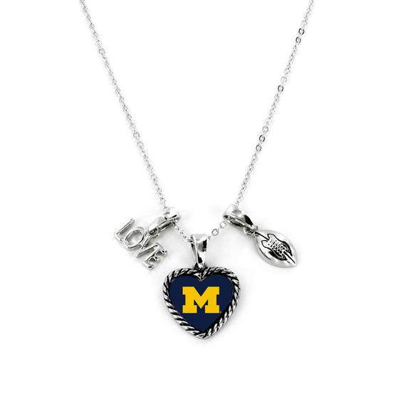 Michigan Wolverines Necklace Charmed Sport Love Football