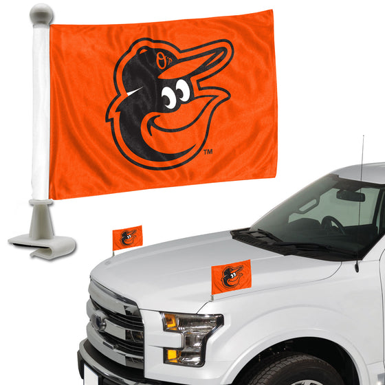 Baltimore Orioles Ambassador Car Flags - 2 Pack Mini Auto Flags, 4in X 6in