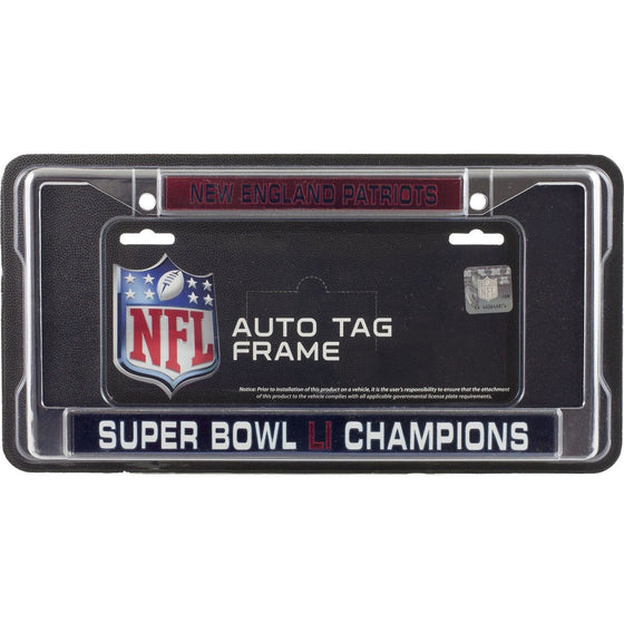 New England Patriots License Plate Frame Laser Chrome Super Bowl 51 Champions