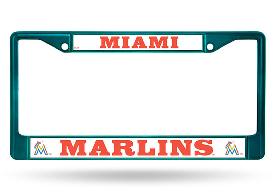 Miami Marlins License Plate Frame Metal Aqua - Special Order