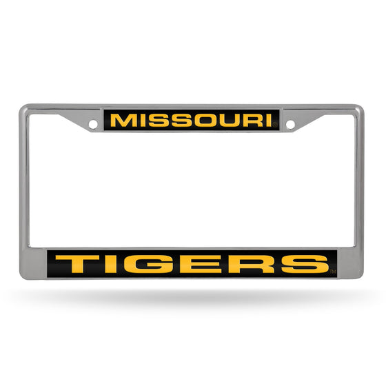 Missouri Tigers License Plate Frame Laser Cut Chrome Alternate Design