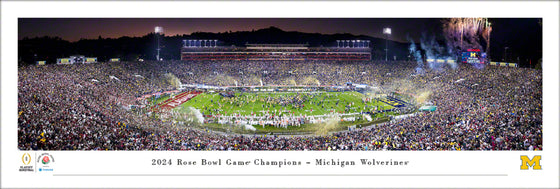 Michigan Wolverines 2024 Rose Bowl Champions CFP Semifinal Celebration Panorama - 757 Sports Collectibles