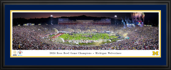 Michigan Wolverines 2024 Rose Bowl Champions CFP Semifinal Celebration Panorama - 757 Sports Collectibles