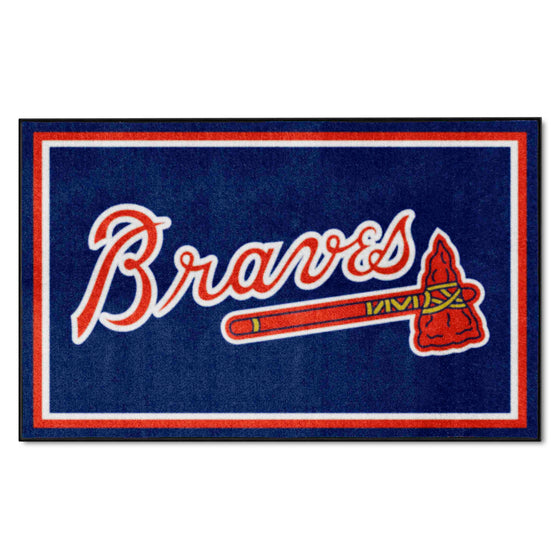 Atlanta Braves 4ft. x 6ft. Plush Area Rug "Braves" Logo