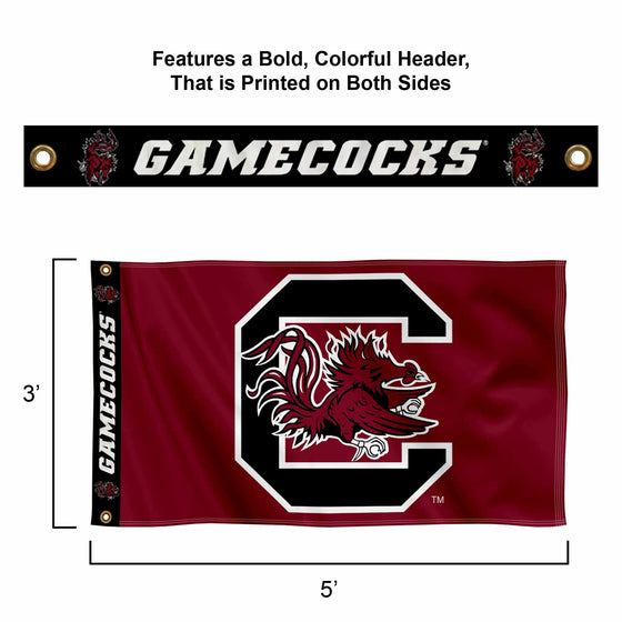 College Flags & Banners Co. South Carolina Gamecocks Printed Header 3x5 Foot Banner Flag