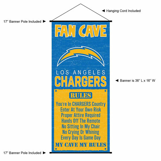 WinCraft Los Angeles Chargers Man Cave Fan Banner Wall Door Scroll