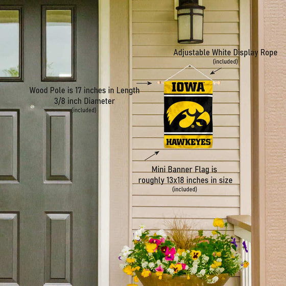 College Flags & Banners Co. Iowa Hawkeyes Window Wall Banner Hanging Flag with Suction Cup