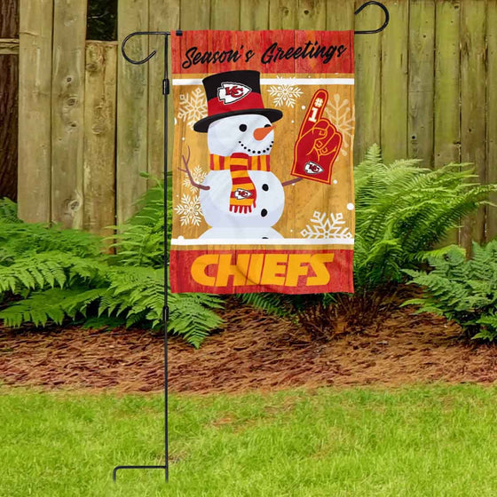 WinCraft Chiefs Season Greetings Snow Garden Flag and Stand Pole Holder Mount