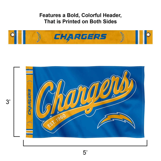 WinCraft Los Angeles Chargers Script Logo Premium Flag