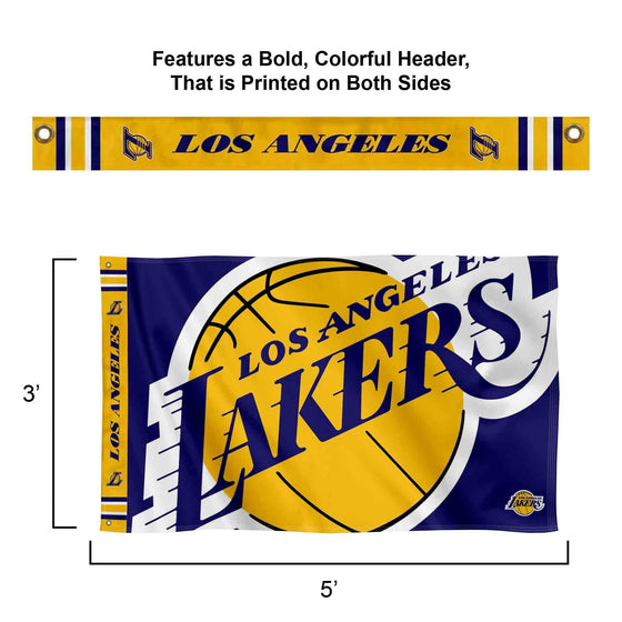 WinCraft Los Angeles Lakers Printed Header 3x5 Premium Banner Flag