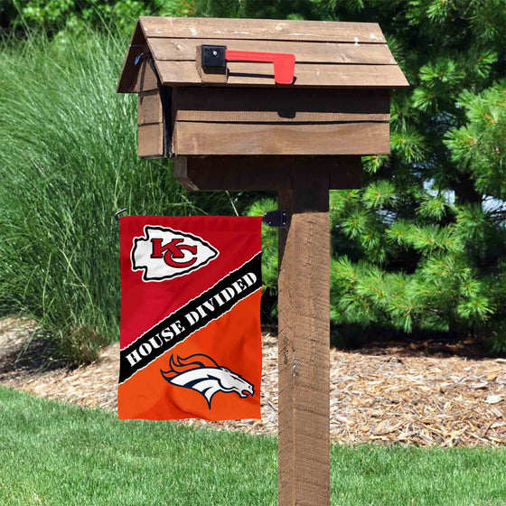 WinCraft House Divided Chiefs and Broncos Double Sided Garden Flag