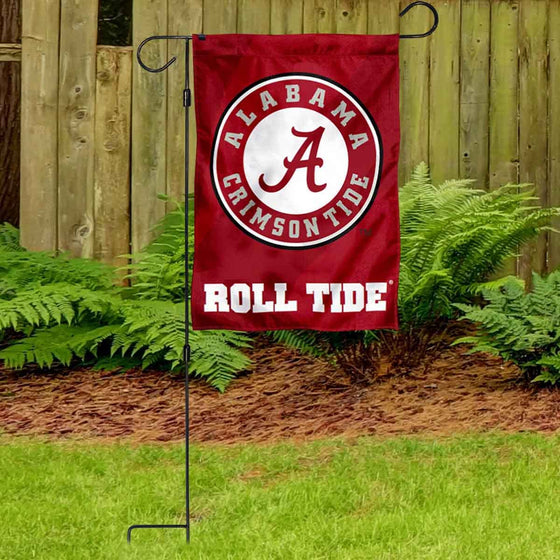 Alabama Crimson Tide Circle Logo Garden Banner Flag with Stand Pole Holder