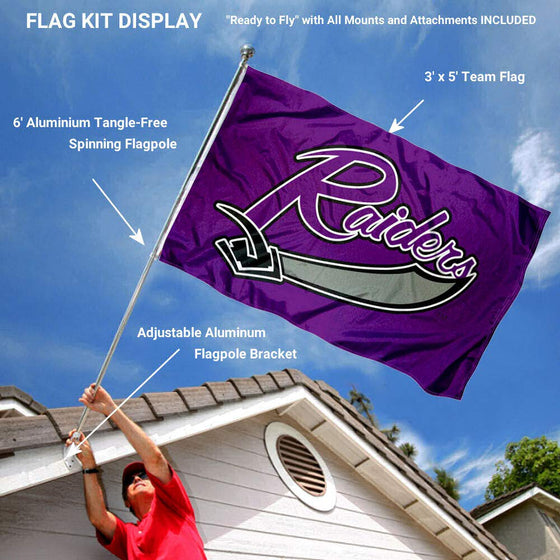 College Flags & Banners Co. Mount Union Raiders Flag and Pole Bracket Bundle