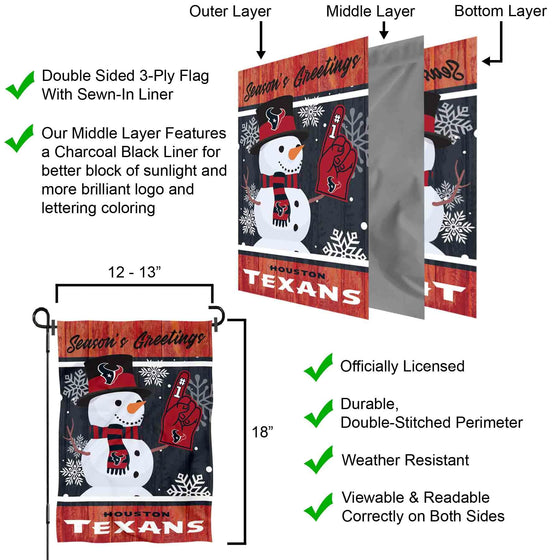 Houston Texans Holiday Winter Snow Garden Flag Double Sided Banner