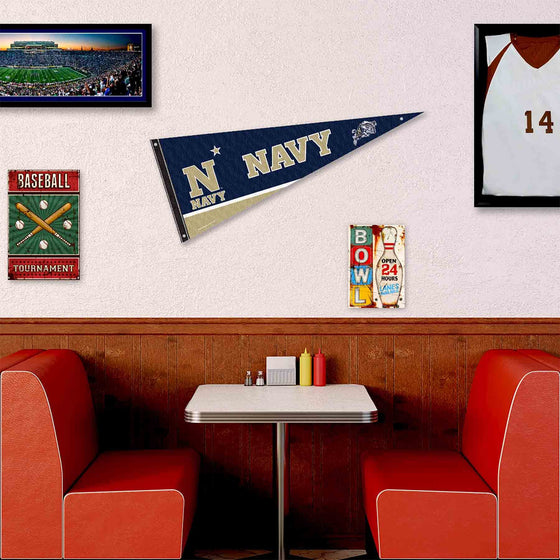 College Flags & Banners Co. US Navy Midshipmen Pennant Flag and Wall Tack Mount Pads