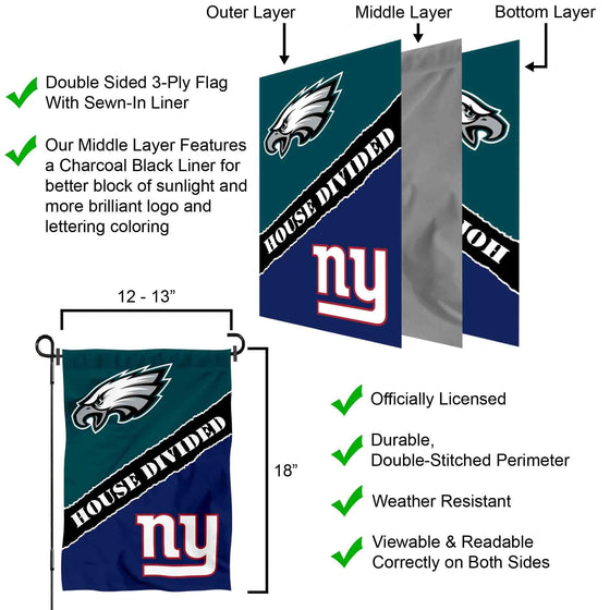 WinCraft House Divided Eagles and Giants Double Sided Garden Flag