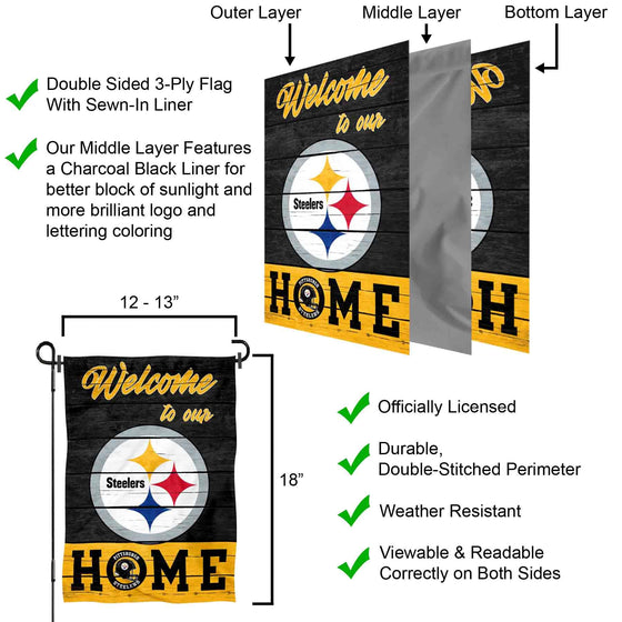 WinCraft Pittsburgh Steelers Welcome Home Decorative Garden Flag Double Sided Banner