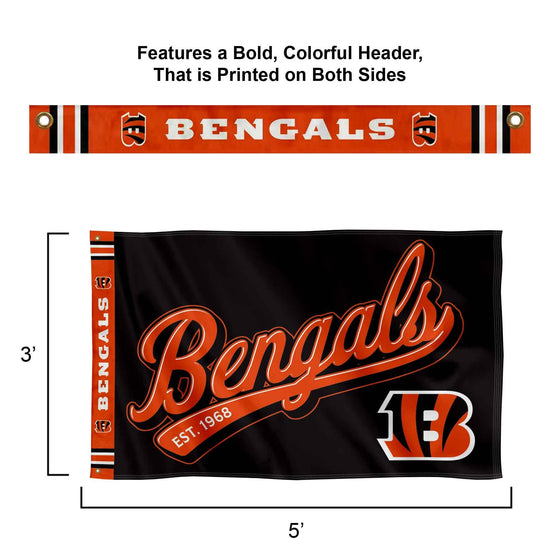 Cincinnati Bengals Script Logo Premium Flag