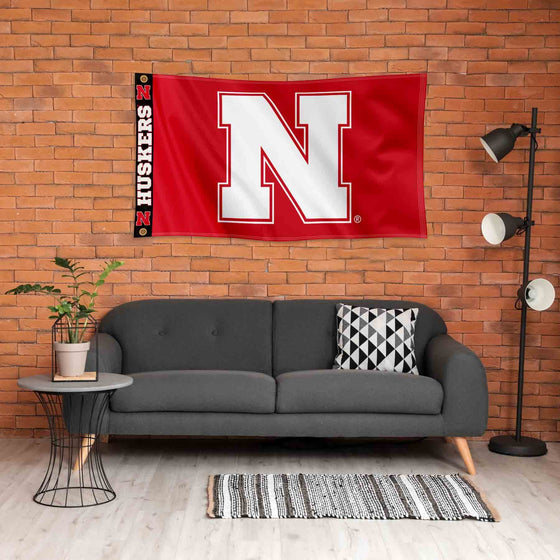 College Flags & Banners Co. Nebraska Cornhuskers Printed Header 3x5 Foot Banner Flag