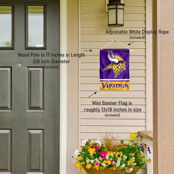 Minnesota Vikings Banner Window Wall Hanging Flag with Suction Cup