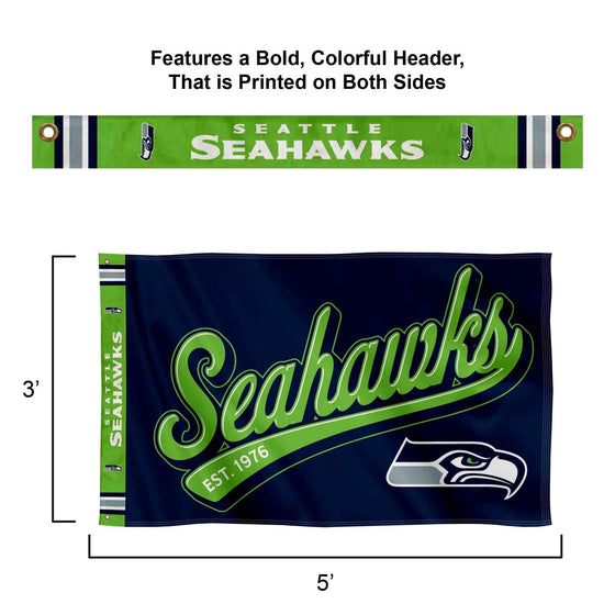 WinCraft Seattle Seahawks Script Logo Premium Flag