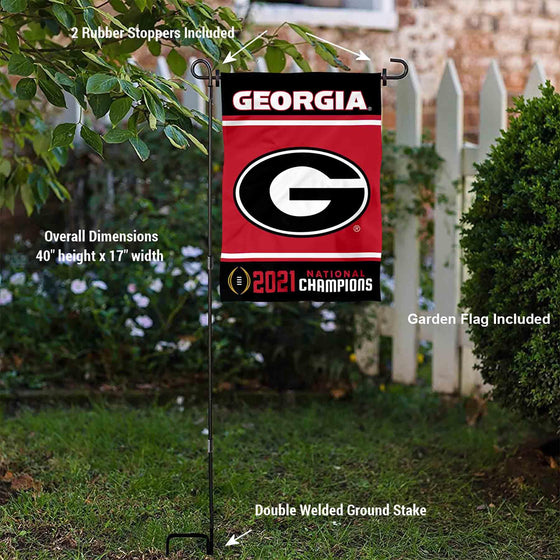 College Flags & Banners Co. Georgia Bulldogs National Champions Garden Flag with Pole Stand Holder