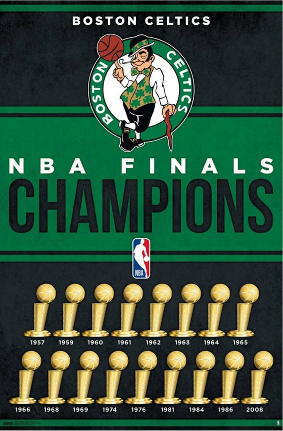 Trends International NBA Boston Celtics - Champions 23 Wall Poster, 22.37" x 34.00", Stretched Canvas