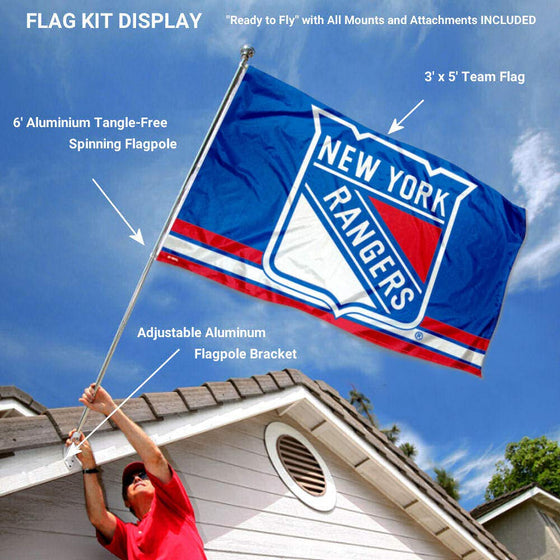 WinCraft New York Rangers Flag Pole and Bracket Set