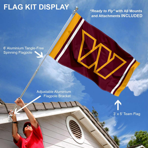 WinCraft Washington Commanders Stripes Flag Pole and Bracket Mount Kit