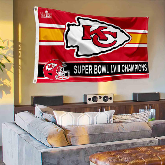 Kansas City Chiefs 2023 2024 Super Bowl Champions Banner and Tapestry Wall Tack Pads