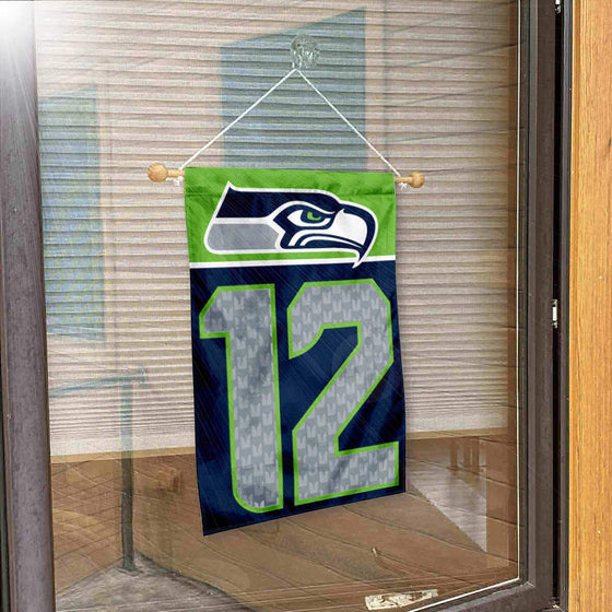 Seattle Seahawks 12th Man Banner Window Wall Hanging Flag with Suction Cup