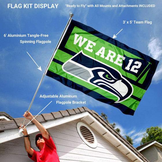 WinCraft Seattle Seahawks 12th Man We are 12 Flag Pole and Bracket Mount Kit