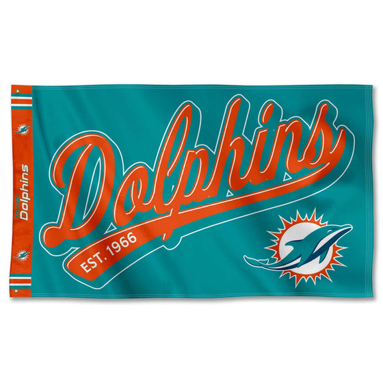 WinCraft Miami Dolphins Script Logo Premium Flag