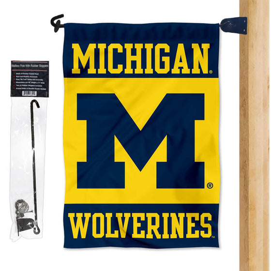 College Flags & Banners Co. Michigan Wolverines Yard Flag and Mailbox Post Pole Mount Holder Set