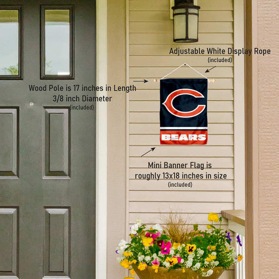 Chicago Bears C Logo Banner Window Wall Hanging Flag with Suction Cup