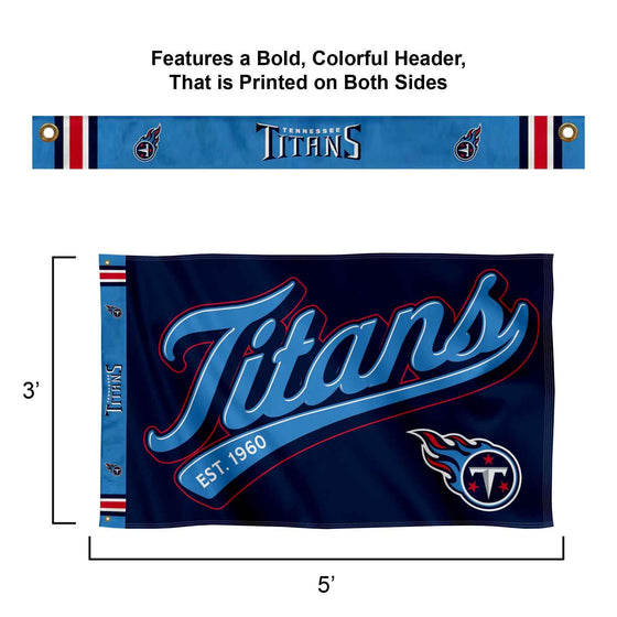 WinCraft Tennessee Titans Script Logo Premium Flag