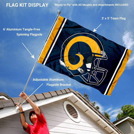 WinCraft Los Angeles Rams Helmet Flag Pole and Bracket Mount Kit