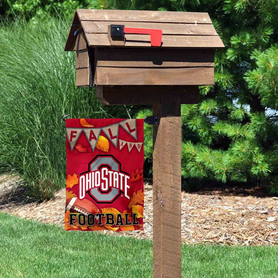 College Flags & Banners Co. Ohio State Buckeyes Fall Leaves Football Season Garden Yard Flag