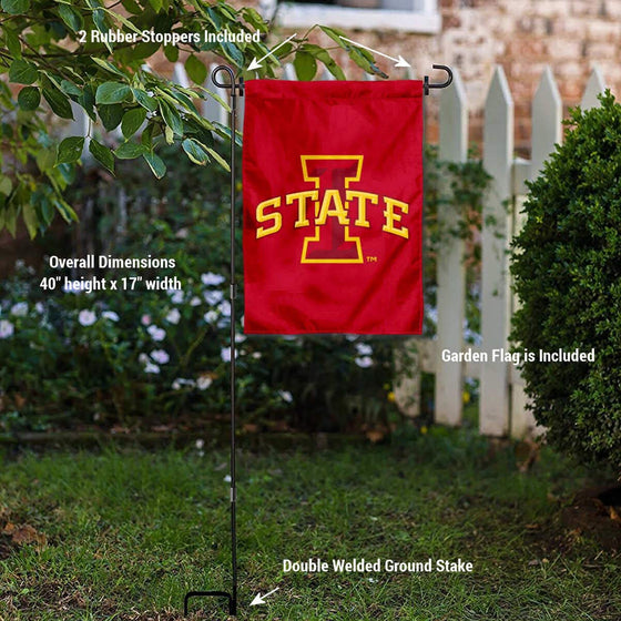 College Flags & Banners Co. Iowa State Cyclones Yard and USA Flag Stand Pole Holder Set