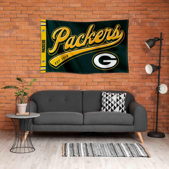 WinCraft Green Bay Packers Script Logo Premium Flag