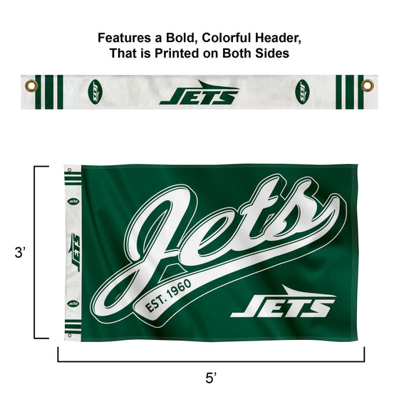 WinCraft New York Jets Script Logo Premium Flag