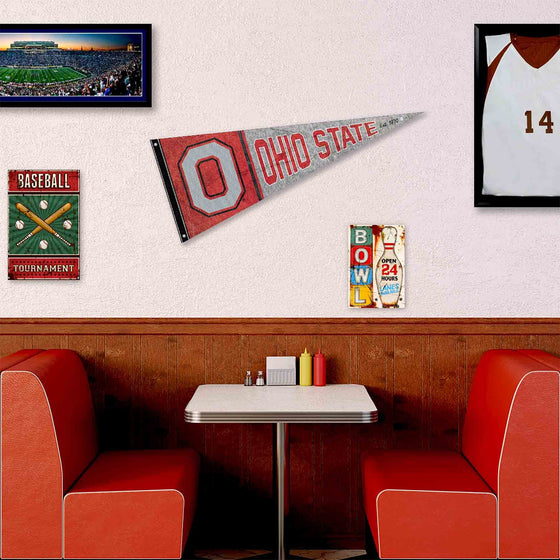 College Flags & Banners Co. Ohio State Buckeyes Retro Throwback Vintage Pennant Flag and Wall Tack Mount Pads