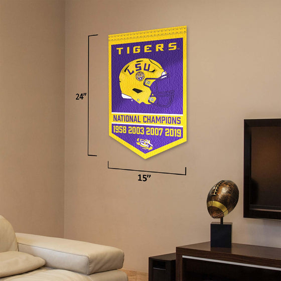 Louisiana State LSU Tigers 4 Time 4X Football National Champions Banner