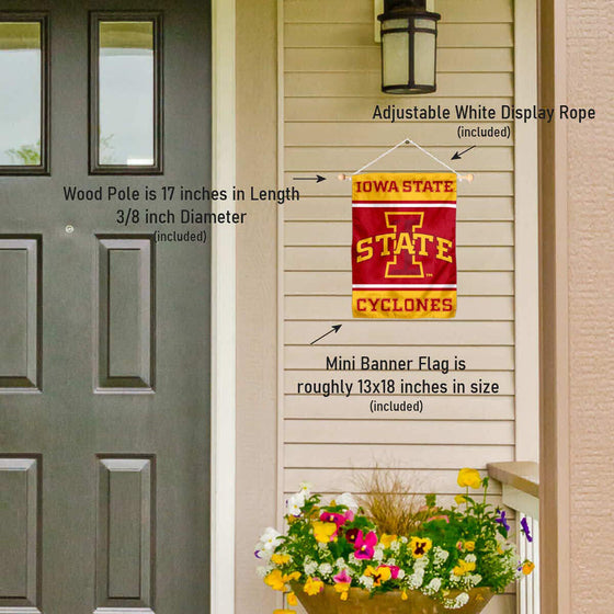 College Flags & Banners Co. Iowa State Cyclones Window Wall Banner Hanging Flag with Suction Cup