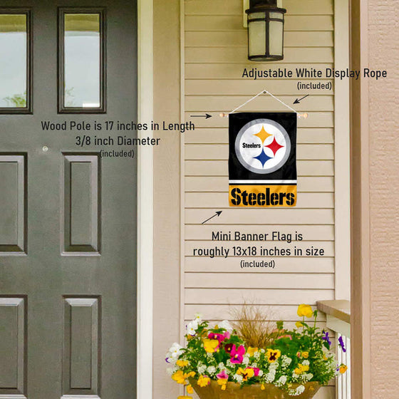 Pittsburgh Steelers Banner Window Wall Hanging Flag with Suction Cup